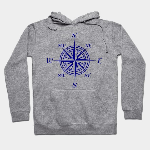 Navy Blue Compass Rose Hoodie by macdonaldcreativestudios